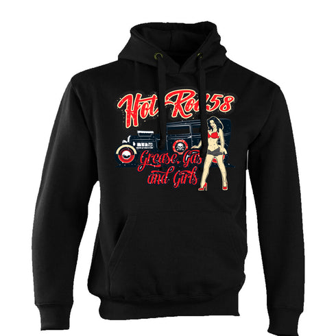 Hotrod 58 Hoody Hoodie Hot Rod Built Not Bought Vintage Retro Rockabilly