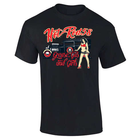 Hotrod 58 T-Shirt Hot Rod Grease Gas Girls Vintage Retro Rockabilly Design