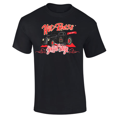 Hotrod 58 T-Shirt Hot Rod Speed Shop Car Vintage Retro Rockabilly Design