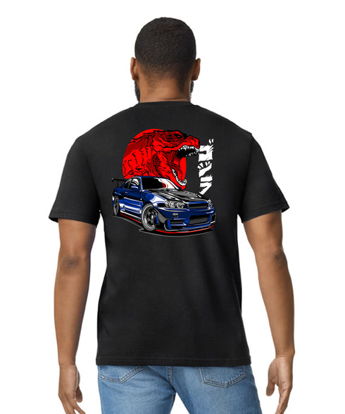 JDM T-Shirt Japanese Modified Automotive Street Drift Drag Race Car Godzilla Monster 06