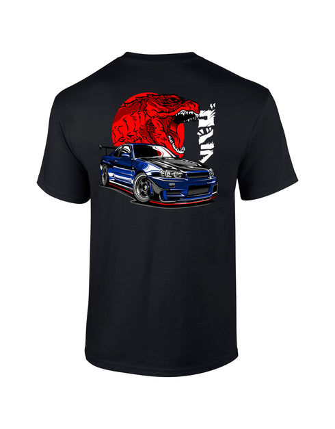 JDM T-Shirt Japanese Modified Automotive Street Drift Drag Race Car Godzilla Monster 06