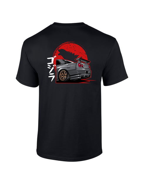 JDM T-Shirt Japanese Modified Automotive Street Drift Drag Race Car Godzilla Skyline rear 07