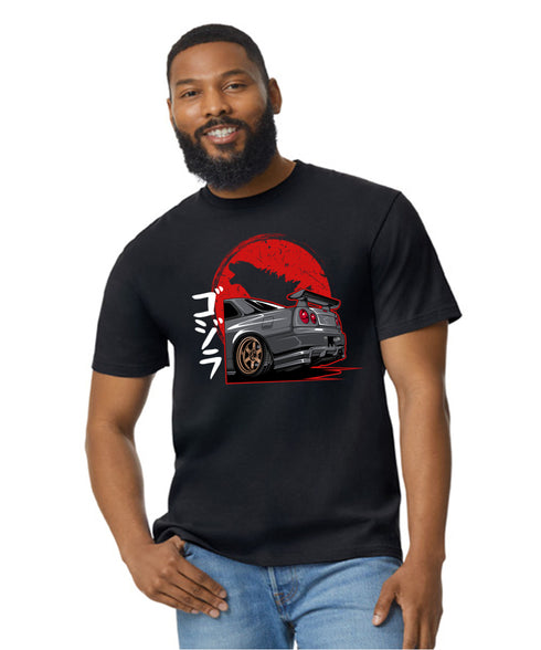 JDM T-Shirt Japanese Modified Automotive Street Drift Drag Race Car Godzilla Skyline rear 07