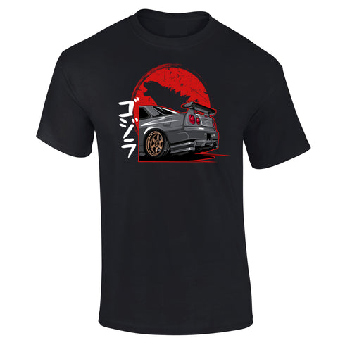 JDM T-Shirt Japanese Modified Automotive Street Drift Drag Race Car Godzilla Skyline rear 07