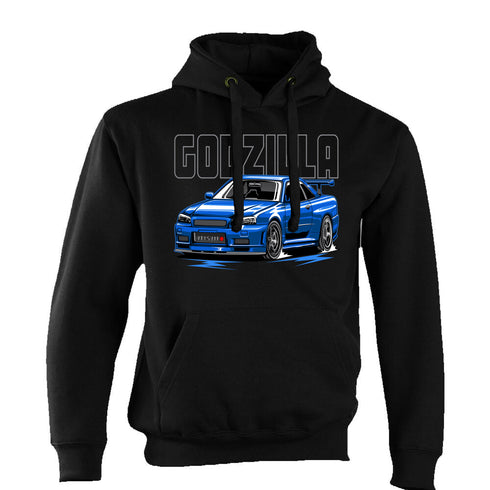 JDM Hoody Hoodie Japanese Modified Automotive Street Drift Drag Race Car Godzilla Skyline Blue 08