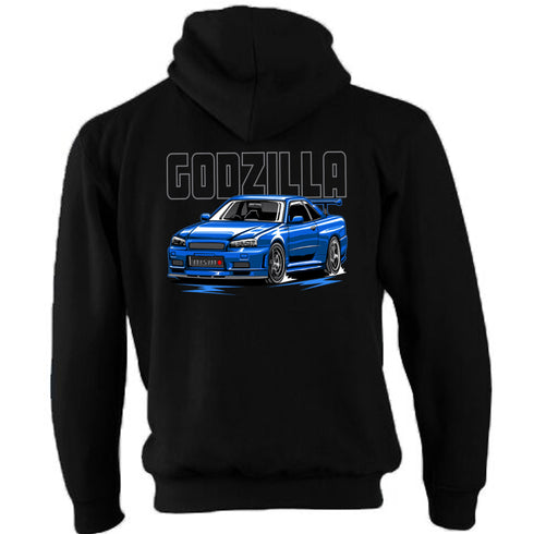 JDM Hoody Hoodie Japanese Modified Automotive Street Drift Drag Race Car Godzilla Skyline Blue 08