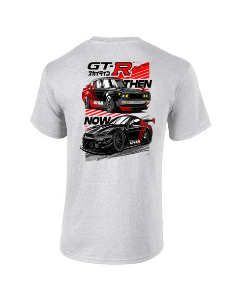 JDM T-Shirt Japanese Modified Automotive Street Drift Drag Race Car Skyline Then Now 19