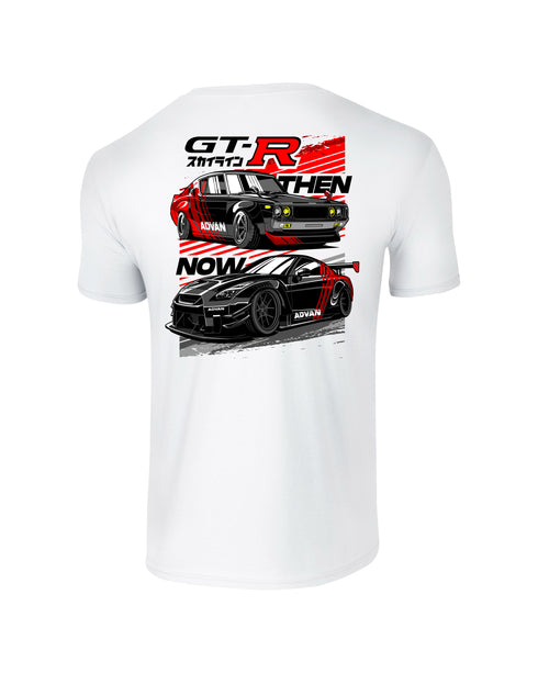 JDM T-Shirt Japanese Modified Automotive Street Drift Drag Race Car Skyline Then Now 19