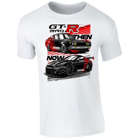 JDM T-Shirt Japanese Modified Automotive Street Drift Drag Race Car Skyline Then Now 19