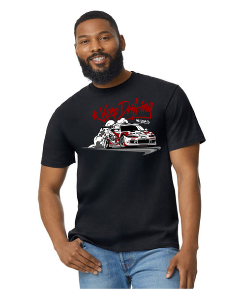 JDM T-Shirt Japanese Modified Automotive Street Drift Drag Race Car Keep Drifting 13