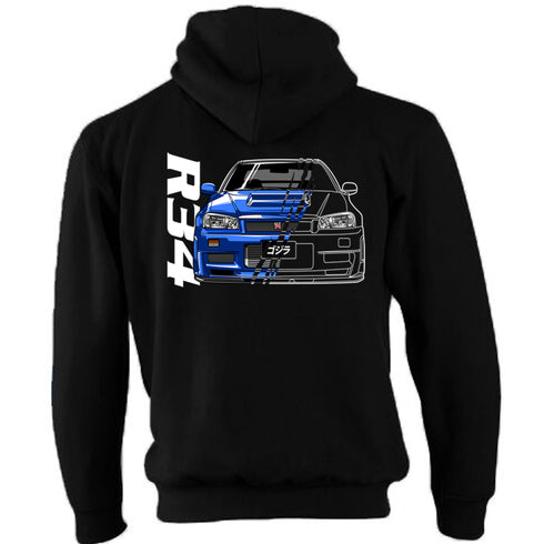 JDM Hoody Hoodie Japanese Modified Automotive Street Drift Drag Race Car R34 Skyline