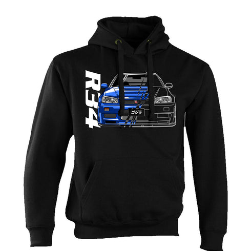 JDM Hoody Hoodie Japanese Modified Automotive Street Drift Drag Race Car R34 Skyline