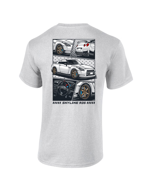 JDM T-Shirt Japanese Modified Automotive Street Drift Drag Race Car Skyline R35 Collage 20