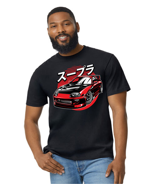 JDM T-Shirt Japanese Modified Automotive Street Drift Drag Race Car Supra Red 21