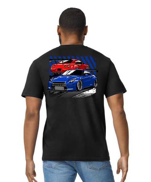 JDM T-Shirt Japanese Modified Automotive Street Drift Drag Race Car Skyline Pair 27