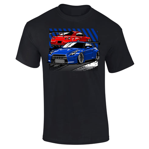 JDM T-Shirt Japanese Modified Automotive Street Drift Drag Race Car Skyline Pair 27