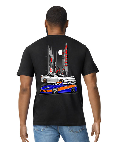 JDM T-Shirt Japanese Modified Automotive Street Drift Drag Race Car Twin Car City 31