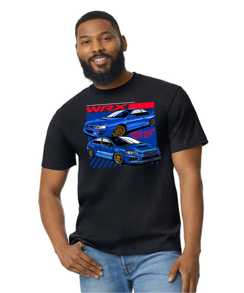 JDM T-Shirt Japanese Modified Automotive Street Drift Drag Race Car WRX Blue 32