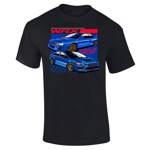 JDM T-Shirt Japanese Modified Automotive Street Drift Drag Race Car WRX Blue 32