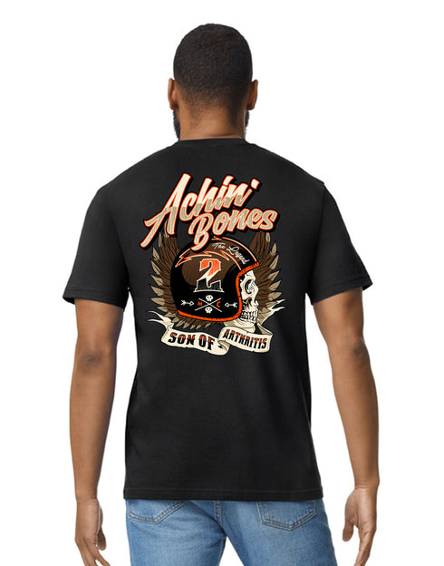 Biker T-Shirt Vintage Motorcycle Classic Bike Custom Chopper Achin Bones