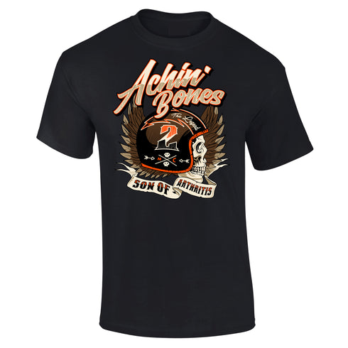 Biker T-Shirt Vintage Motorcycle Classic Bike Custom Chopper Achin Bones
