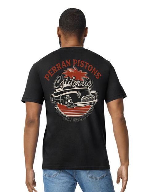 Perran Pistons T-Shirt Hot Rod California Classic Vintage Retro Rockabilly Car
