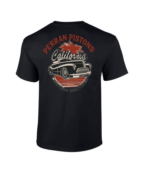 Perran Pistons T-Shirt Hot Rod California Classic Vintage Retro Rockabilly Car