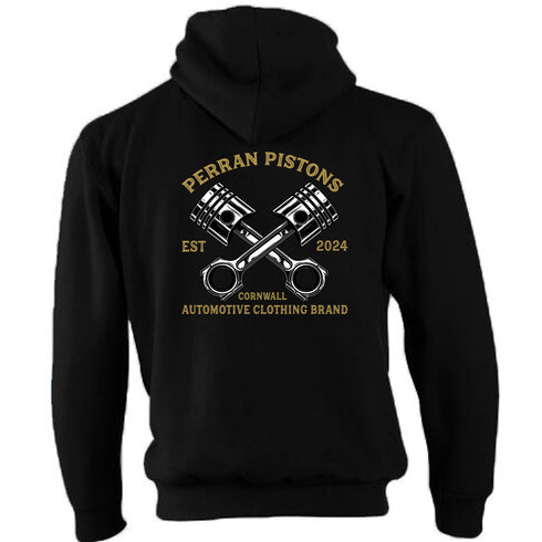 Perran Pistons Biker Hoody Hoodie Classic Hot rod Biker Cross Pistons Cornwall