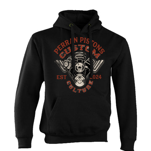 Perran Pistons Biker Hoody Hoodie Classic Hot rod Biker Custom Culture Cornwall