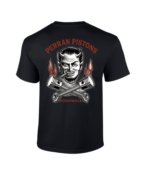 Perran Pistons T-Shirt Devil Piston Custom Motorcyle Biker Chopper Vintage Bike