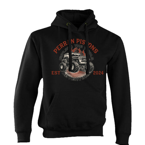 Perran Pistons Biker Hoody Hoodie Classic Hot rod Biker Explore World Off Road Cornwall
