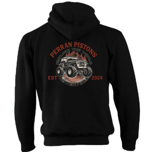 Perran Pistons Biker Hoody Hoodie Classic Hot rod Biker Explore World Off Road Cornwall