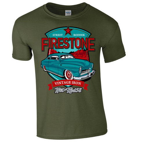 Hotrod 58 Classic Vintage Rockabilly Firestone Hot rod T Shirt