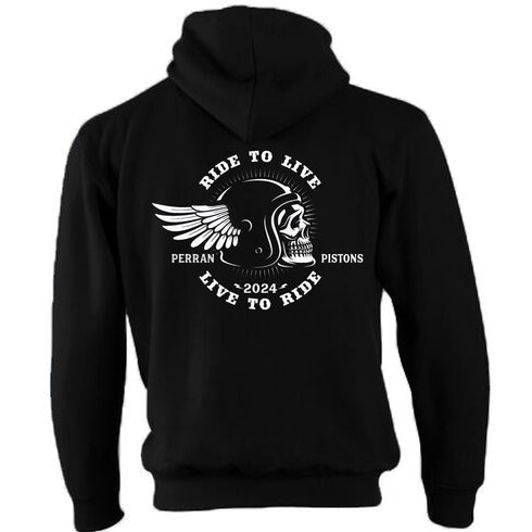 Perran Pistons Biker Hoody Hoodie Classic Bike Custom Chopper Vintage Flying Hemet White