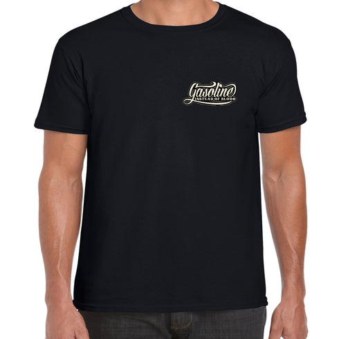 Hotrod 58 Biker Motorcycle Chopper Bobber Blood Gasoline Shield T-Shirt