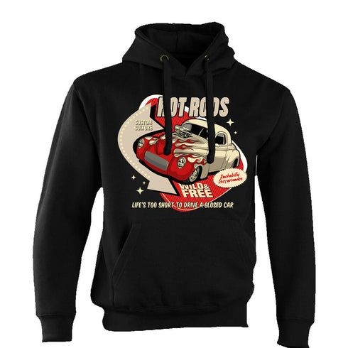 Hotrod 58 Hoody Hoodie Hot Rod Wild Free Vintage Retro Rockabilly