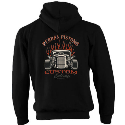 Perran Pistons Biker Hoody Hoodie Classic Hot rod Custom Car Cornwall