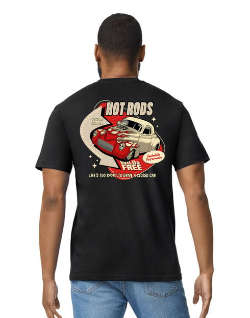 Hotrod 58 T-Shirt Hot Rod Car Classic Vintage Iron Rockabilly Wild Free