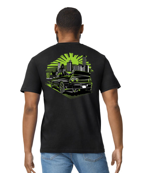 JDM T-Shirt Japanese Modified Automotive Street Drift Drag Race Car Skyline Green 25