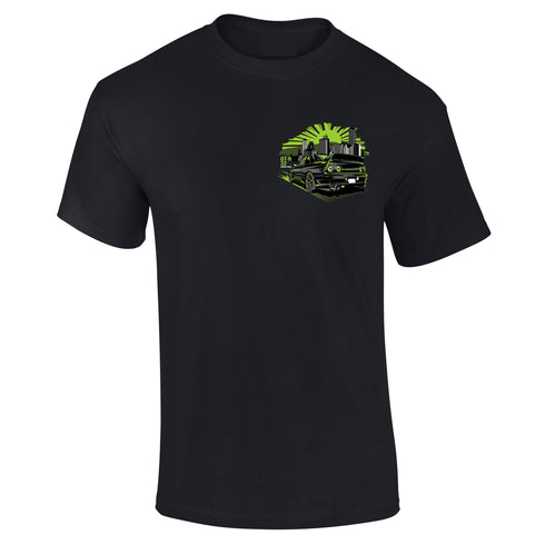 JDM T-Shirt Japanese Modified Automotive Street Drift Drag Race Car Skyline Green 25