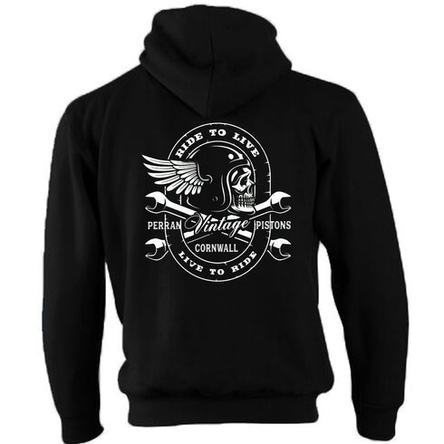 Perran Pistons Biker Hoody Hoodie Classic Bike Custom Chopper Vintage Oval Shield