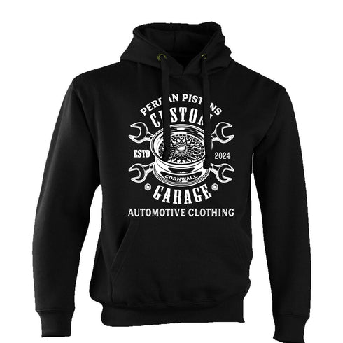 Perran Pistons Biker Hoody Hoodie Classic Custom Split rim Garage Car Cornwall