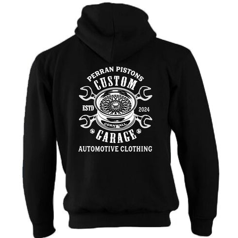 Perran Pistons Biker Hoody Hoodie Classic Custom Split rim Garage Car Cornwall