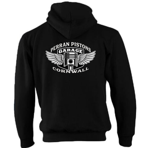 Perran Pistons Biker Hoody Hoodie Classic Custom Flying Piston Garage Cornwall