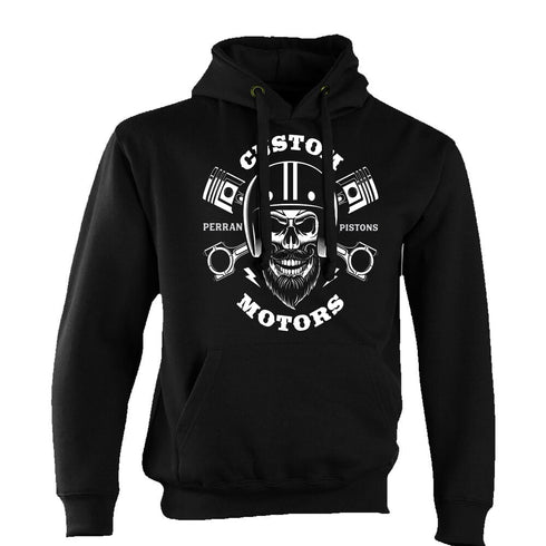Perran Pistons Biker Hoody Hoodie Classic Bike Custom Chopper Vintage Piston Helmet