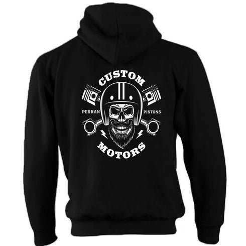 Perran Pistons Biker Hoody Hoodie Classic Bike Custom Chopper Vintage Piston Helmet