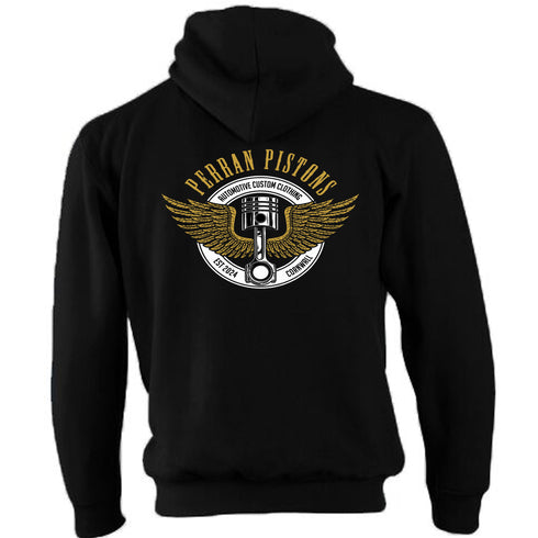 Perran Pistons Biker Hoody Hoodie Classic Custom Piston OG Logo Garage Cornwall