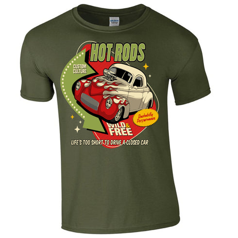 Hotrod 58 Classic Vintage Rockabilly Wild And Free Hot rod T Shirt
